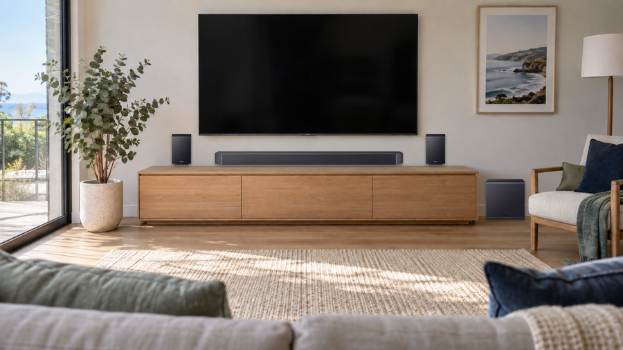 Samsung HW-Q990H soundbar system in a modern Australian living room
