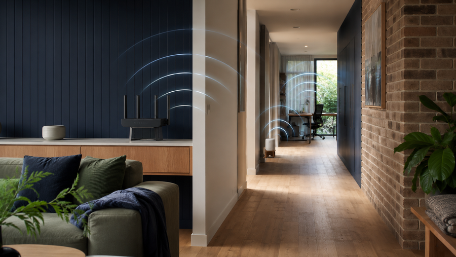 Router and mesh node fixing a Wi-Fi dead zone in an Australian home