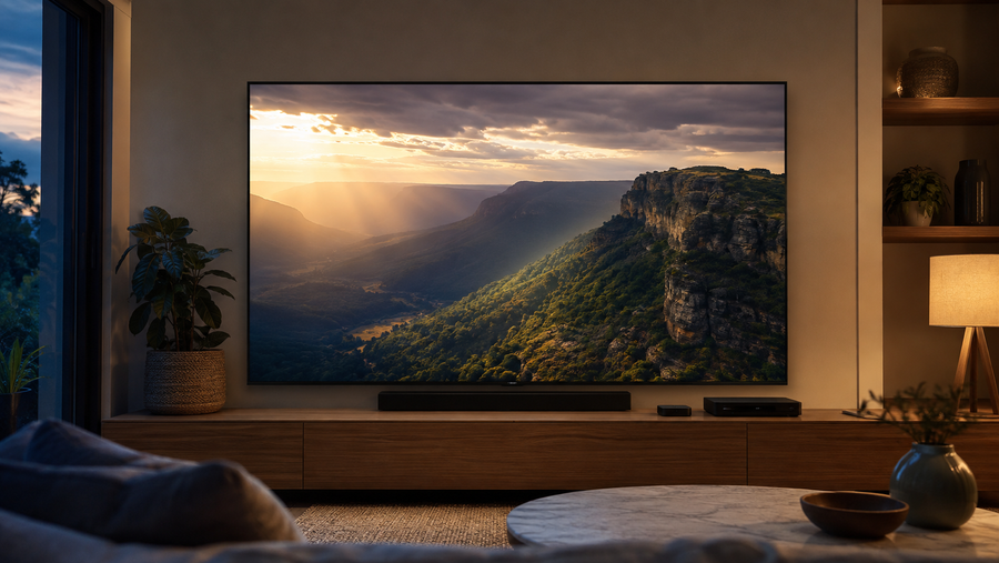 HDR television displaying bright highlights and detailed shadows in a home cinema