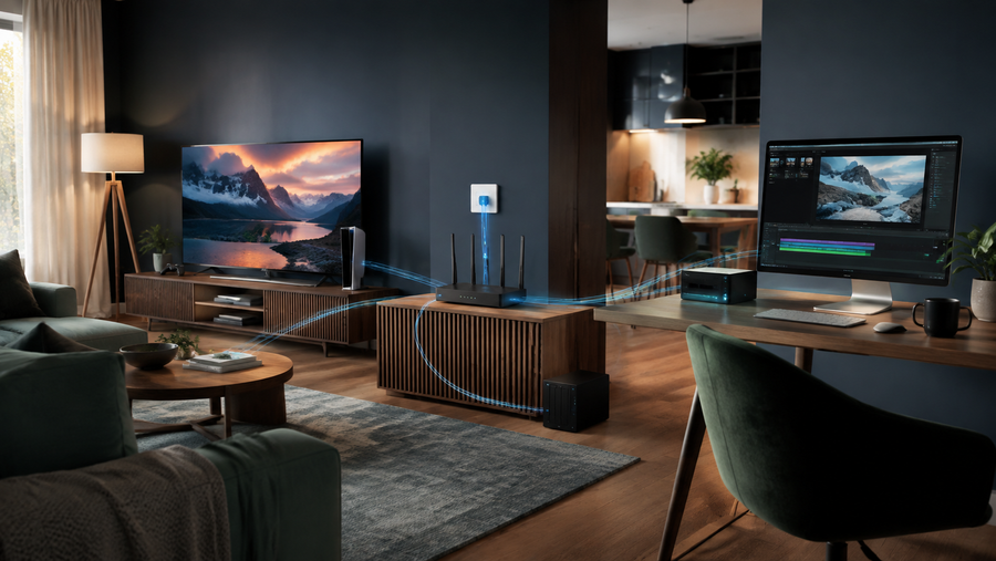 Gigabit home internet connecting multiple devices in a modern Australian home