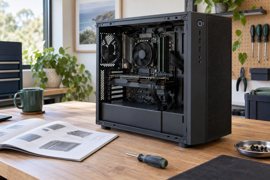 Newly built desktop PC being checked after it fails to turn on