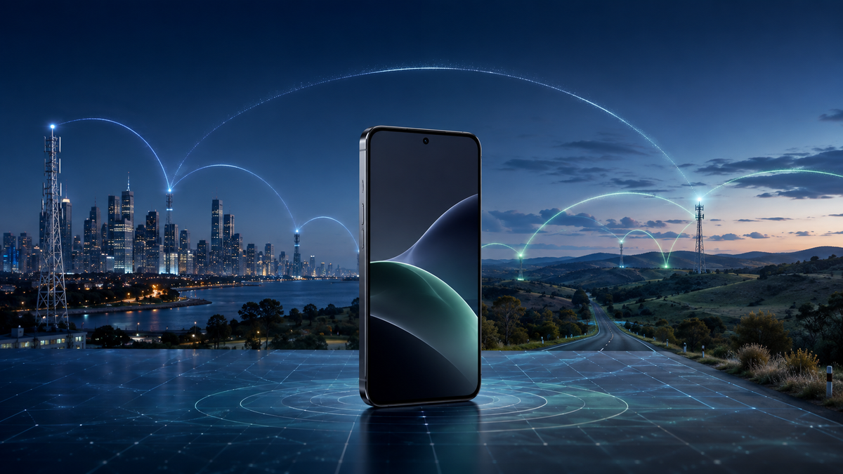 Generic 5G smartphone connecting across Australian city and regional areas